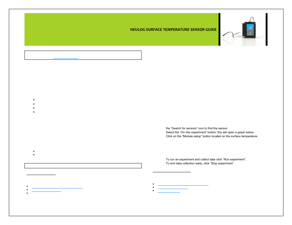 Carolina NeuLog Surface Temperature User Manual | 4 pages