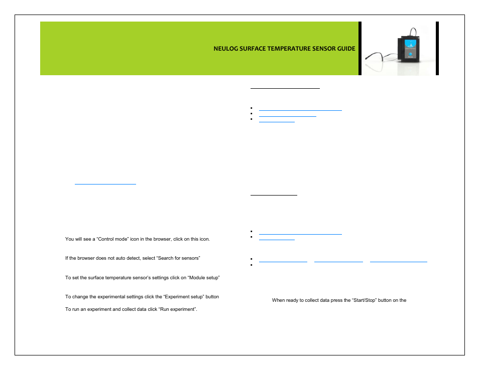 Neulog surface temperature sensor guide | Carolina NeuLog Surface Temperature User Manual | Page 2 / 4