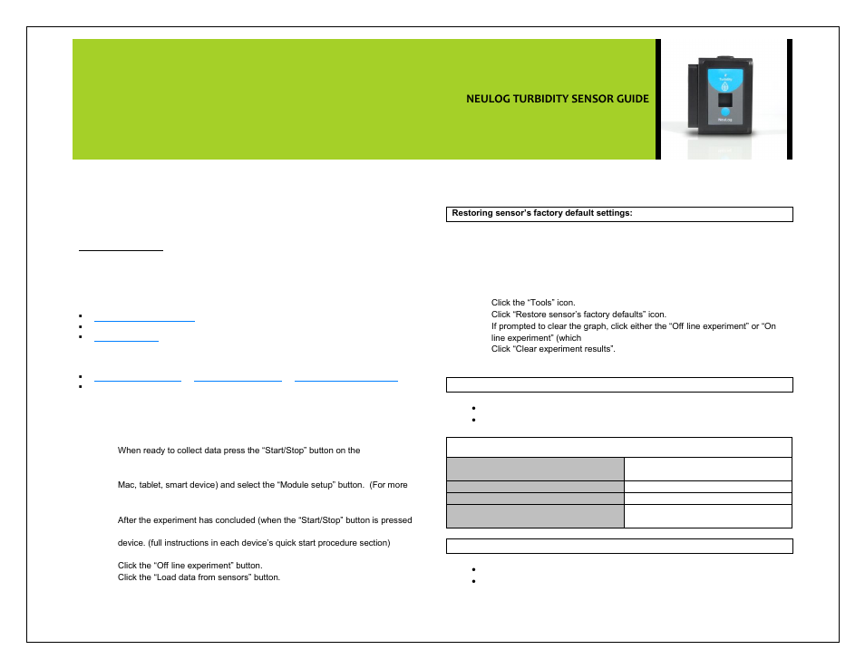 Neulog turbidity sensor guide | Carolina NeuLog Turbidity User Manual | Page 3 / 5