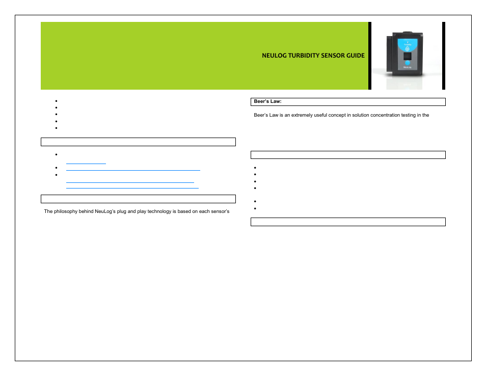 Neulog turbidity sensor guide | Carolina NeuLog Turbidity User Manual | Page 4 / 5