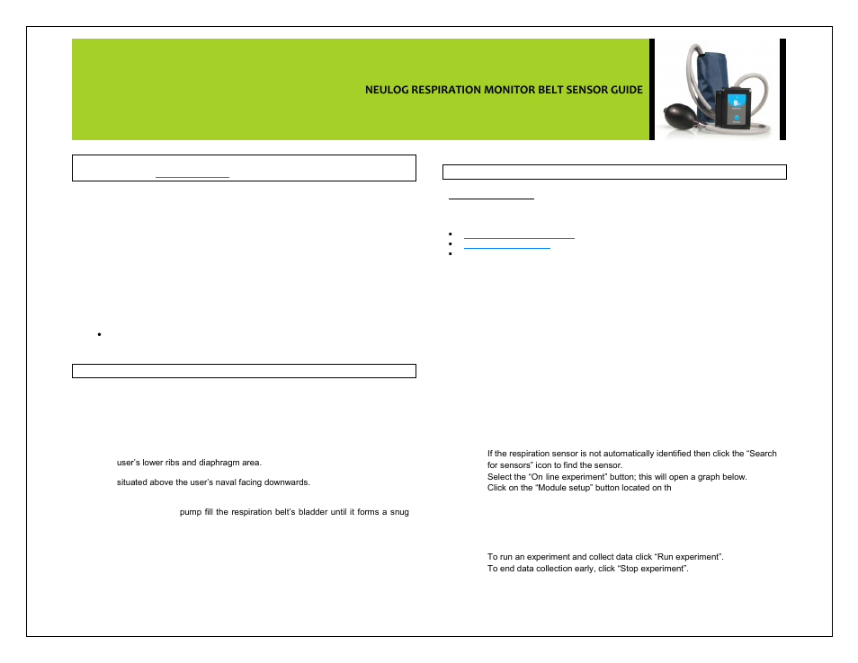 Carolina NeuLog Respiration Monitor Belt User Manual | 4 pages