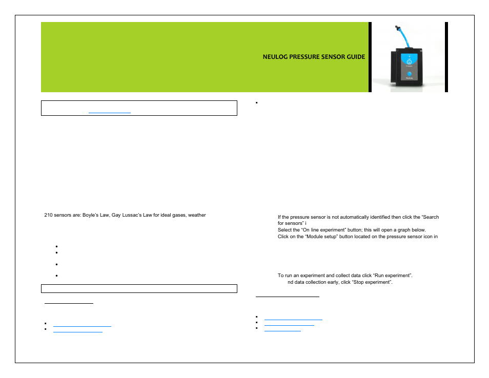 Carolina NeuLog Pressure User Manual | 4 pages