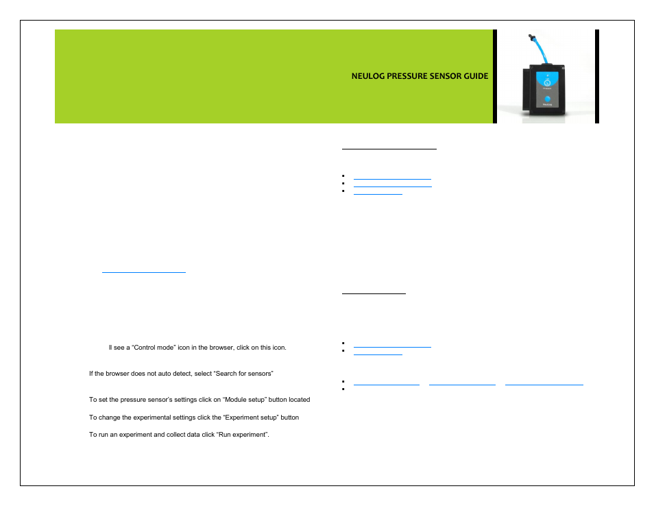 Neulog pressure sensor guide | Carolina NeuLog Pressure User Manual | Page 2 / 4