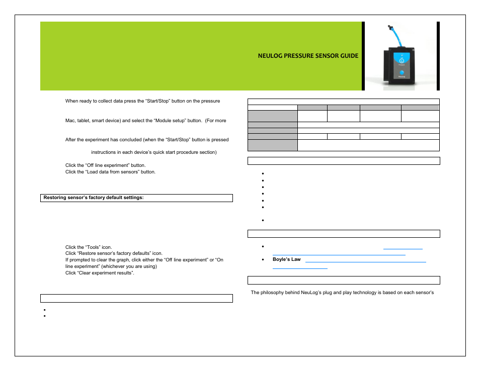 Neulog pressure sensor guide | Carolina NeuLog Pressure User Manual | Page 3 / 4