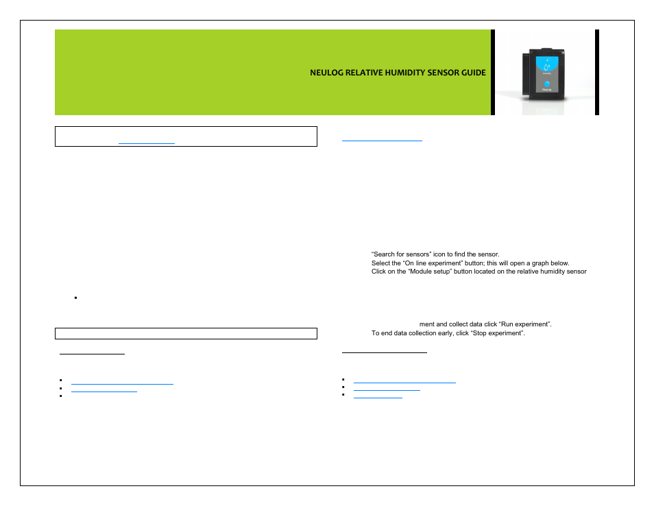 Carolina NeuLog Relative Humidity User Manual | 4 pages