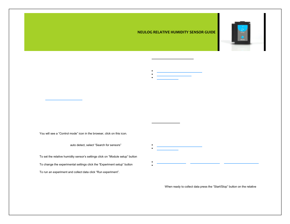 Neulog relative humidity sensor guide | Carolina NeuLog Relative Humidity User Manual | Page 2 / 4