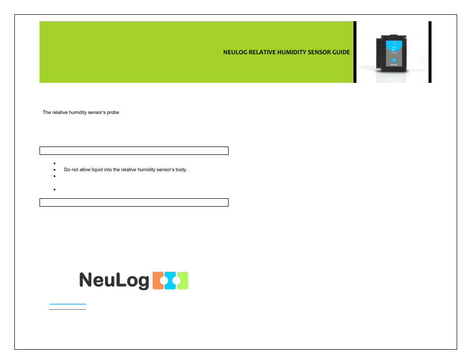 Carolina NeuLog Relative Humidity User Manual | Page 4 / 4