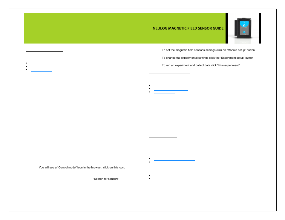 Neulog magnetic field sensor guide | Carolina NeuLog Magnetic User Manual | Page 2 / 4