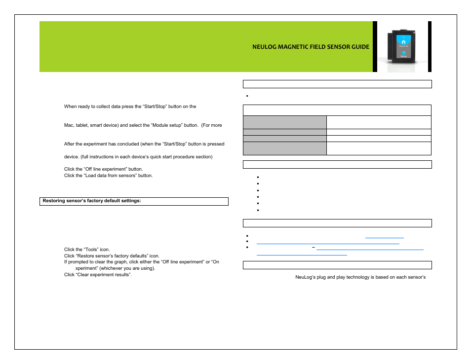 Neulog magnetic field sensor guide | Carolina NeuLog Magnetic User Manual | Page 3 / 4