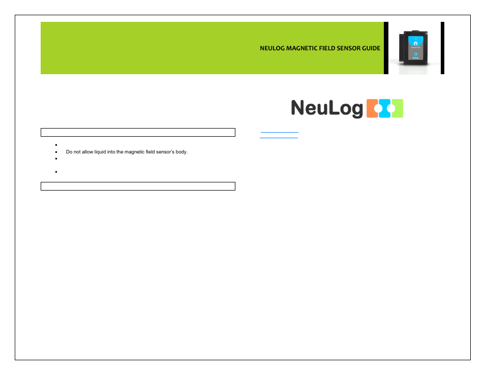 Neulog magnetic field sensor guide | Carolina NeuLog Magnetic User Manual | Page 4 / 4