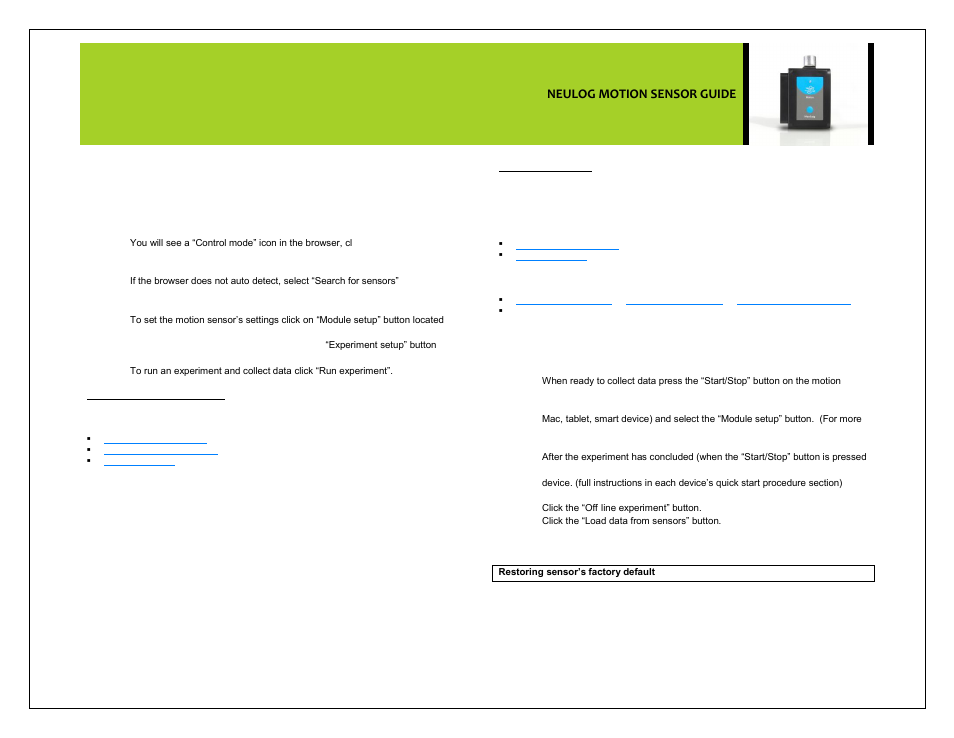 Neulog motion sensor guide | Carolina NeuLog Motion User Manual | Page 3 / 5