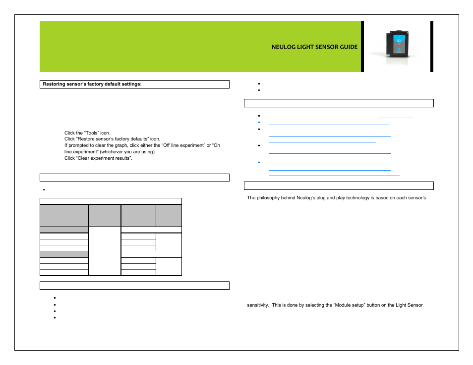 Neulog light sensor guide | Carolina NeuLog Light User Manual | Page 3 / 4