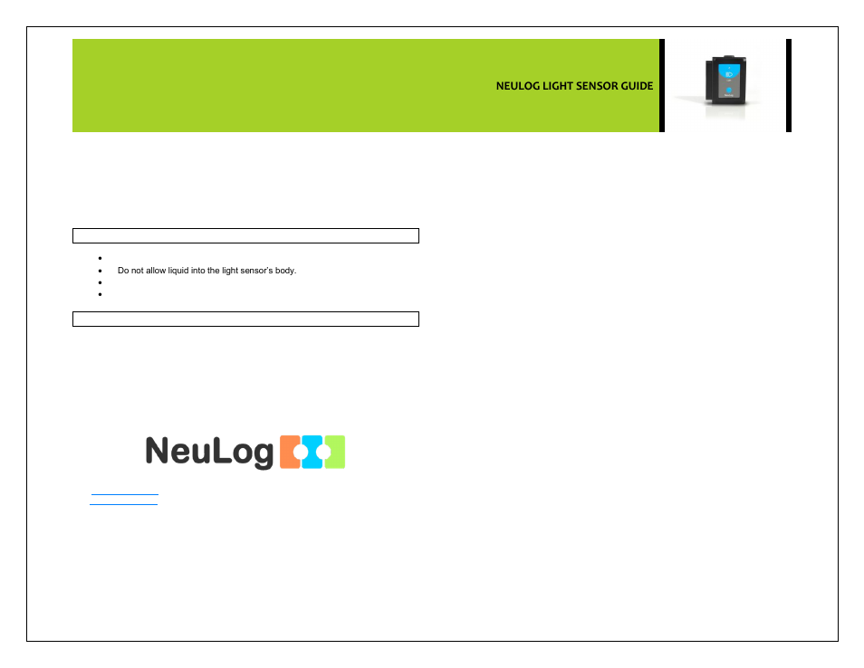 Neulog light sensor guide | Carolina NeuLog Light User Manual | Page 4 / 4
