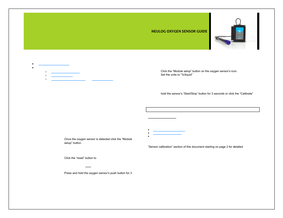 Neulog oxygen sensor guide | Carolina NeuLog Oxygen User Manual | Page 2 / 6