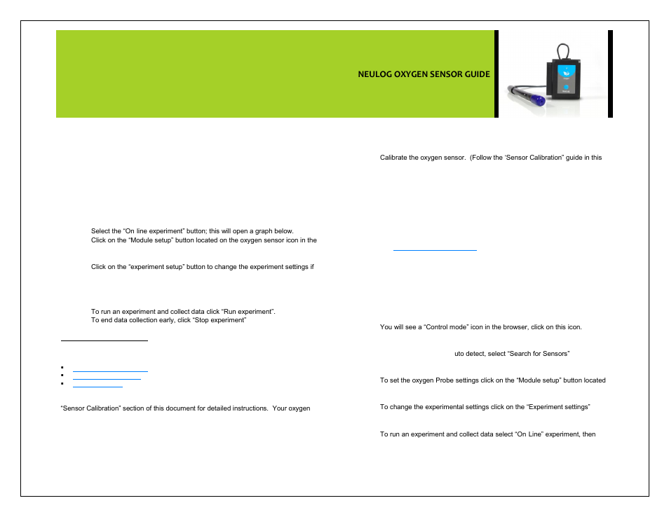 Neulog oxygen sensor guide | Carolina NeuLog Oxygen User Manual | Page 3 / 6