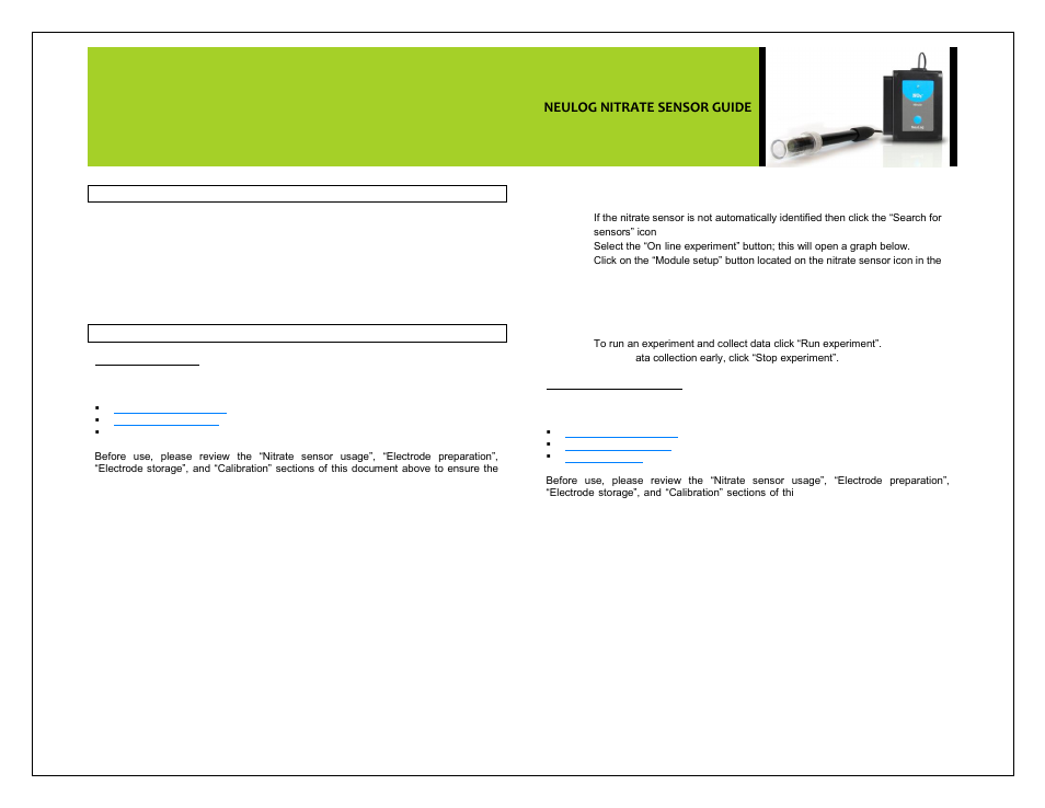 Neulog nitrate sensor guide | Carolina NeuLog Nitrate Ion-Selective User Manual | Page 2 / 5