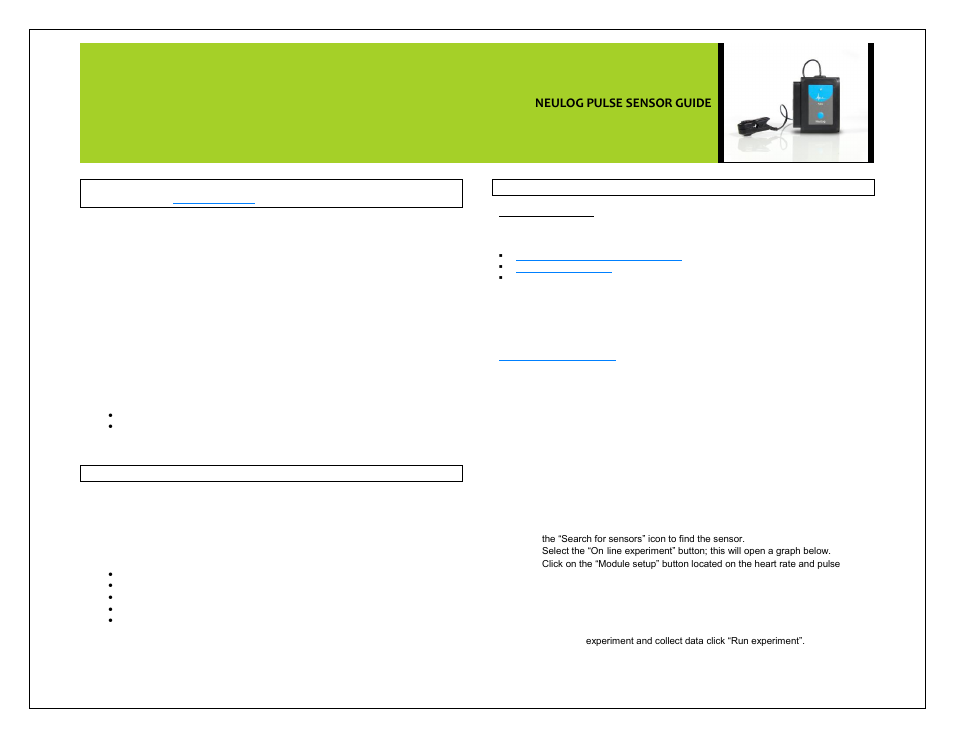 Carolina NeuLog Heart Rate & Pulse User Manual | 4 pages