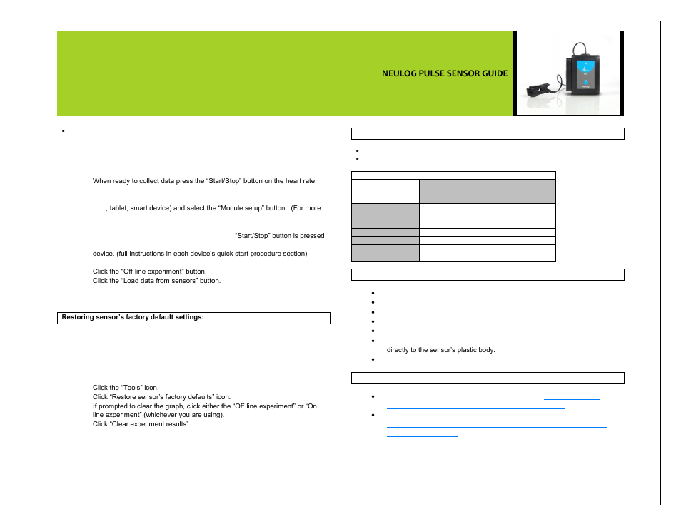 Neulog pulse sensor guide | Carolina NeuLog Heart Rate & Pulse User Manual | Page 3 / 4