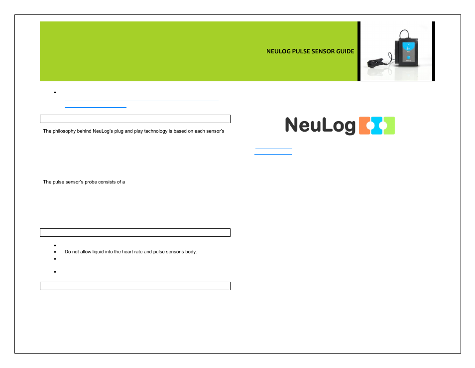 Neulog pulse sensor guide | Carolina NeuLog Heart Rate & Pulse User Manual | Page 4 / 4