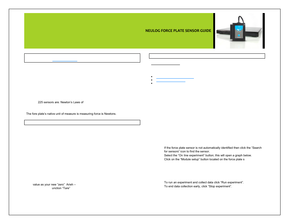 Carolina NeuLog Force Plate User Manual | 4 pages