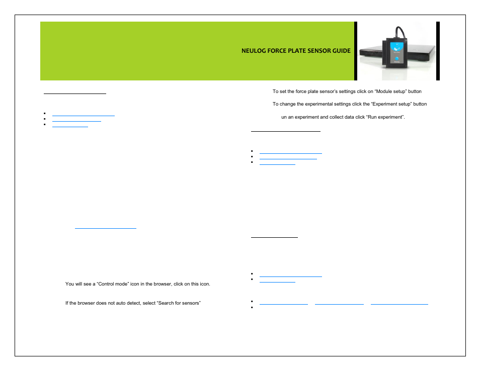 Neulog force plate sensor guide | Carolina NeuLog Force Plate User Manual | Page 2 / 4