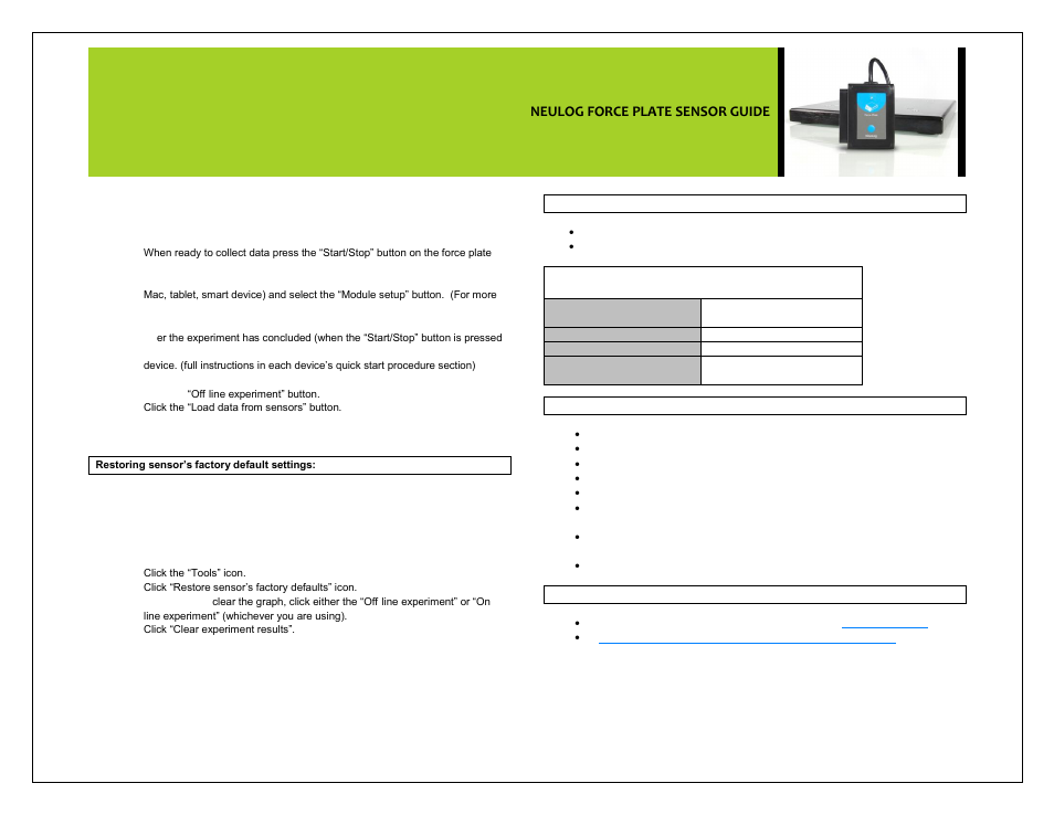 Neulog force plate sensor guide | Carolina NeuLog Force Plate User Manual | Page 3 / 4