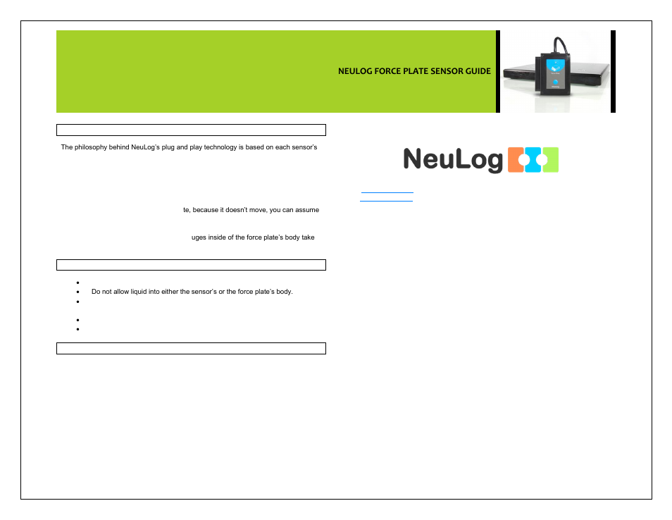 Neulog force plate sensor guide | Carolina NeuLog Force Plate User Manual | Page 4 / 4