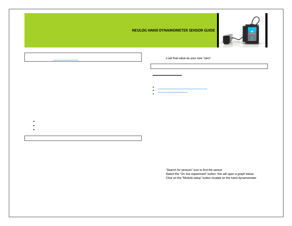 Carolina NeuLog Hand Dynamometer User Manual | 4 pages