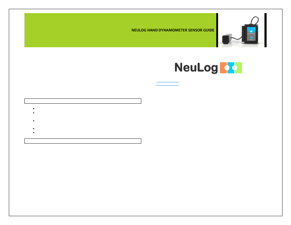 Neulog hand dynamometer sensor guide | Carolina NeuLog Hand Dynamometer User Manual | Page 4 / 4