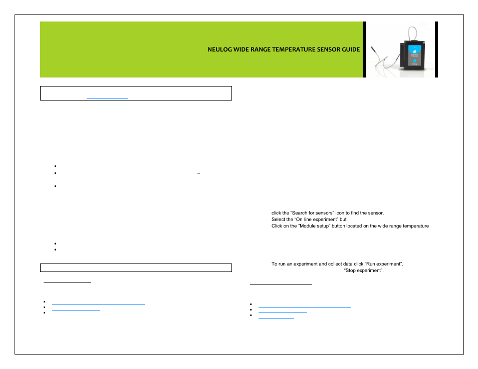 Carolina NeuLog High Temperature User Manual | 4 pages