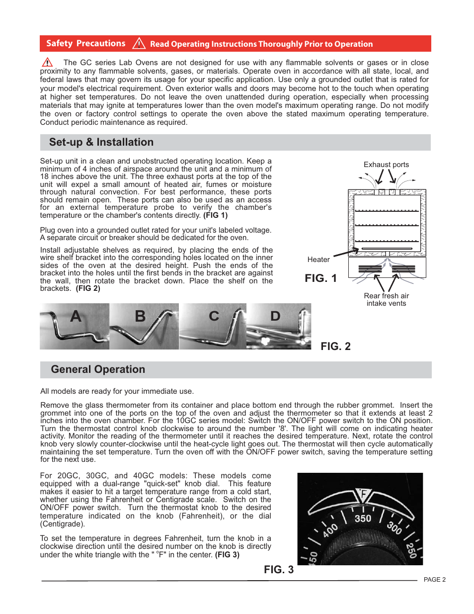 Carolina GC Series Lab Ovens User Manual | Page 2 / 4