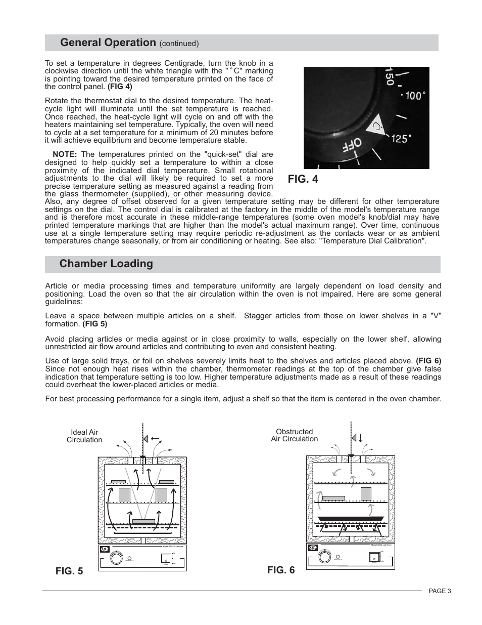 Fig. 4, General operation, Chamber loading | Fig. 6 fig. 5 | Carolina GC Series Lab Ovens User Manual | Page 3 / 4