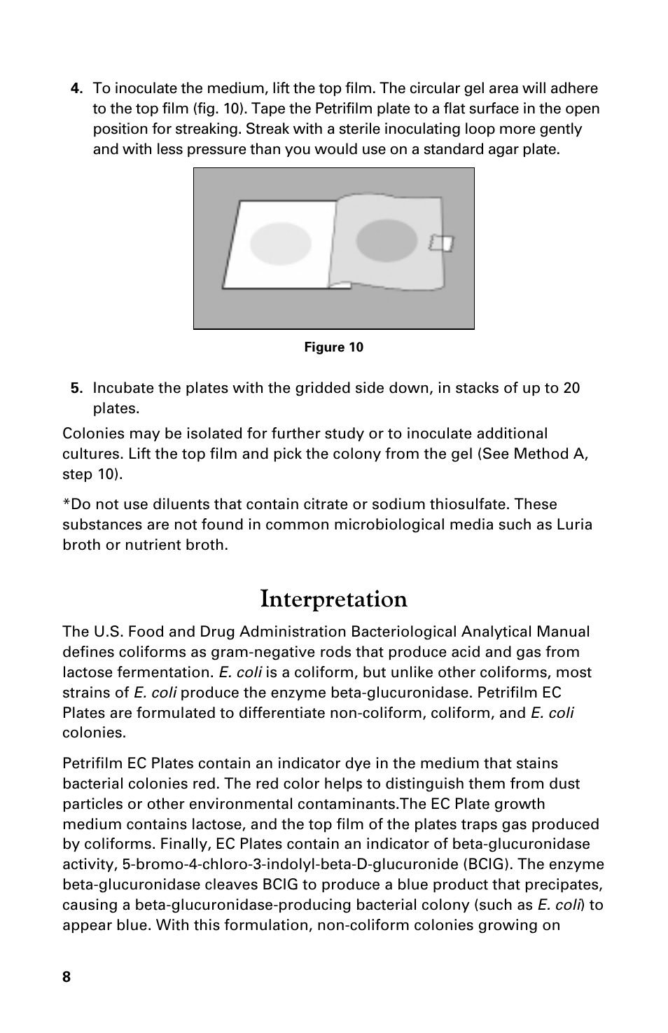Interpretation | Carolina 3M Petrifilm E.Coli/Coliform Count Plates User Manual | Page 8 / 12