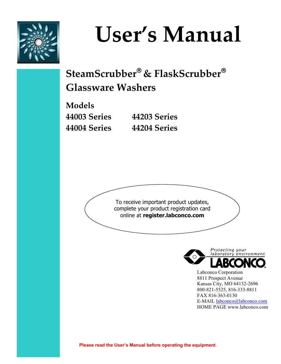 Carolina 44003,44004,44203,44204 Series SteamScrubber & FlaskScrubber Glassware Washers User Manual | 72 pages