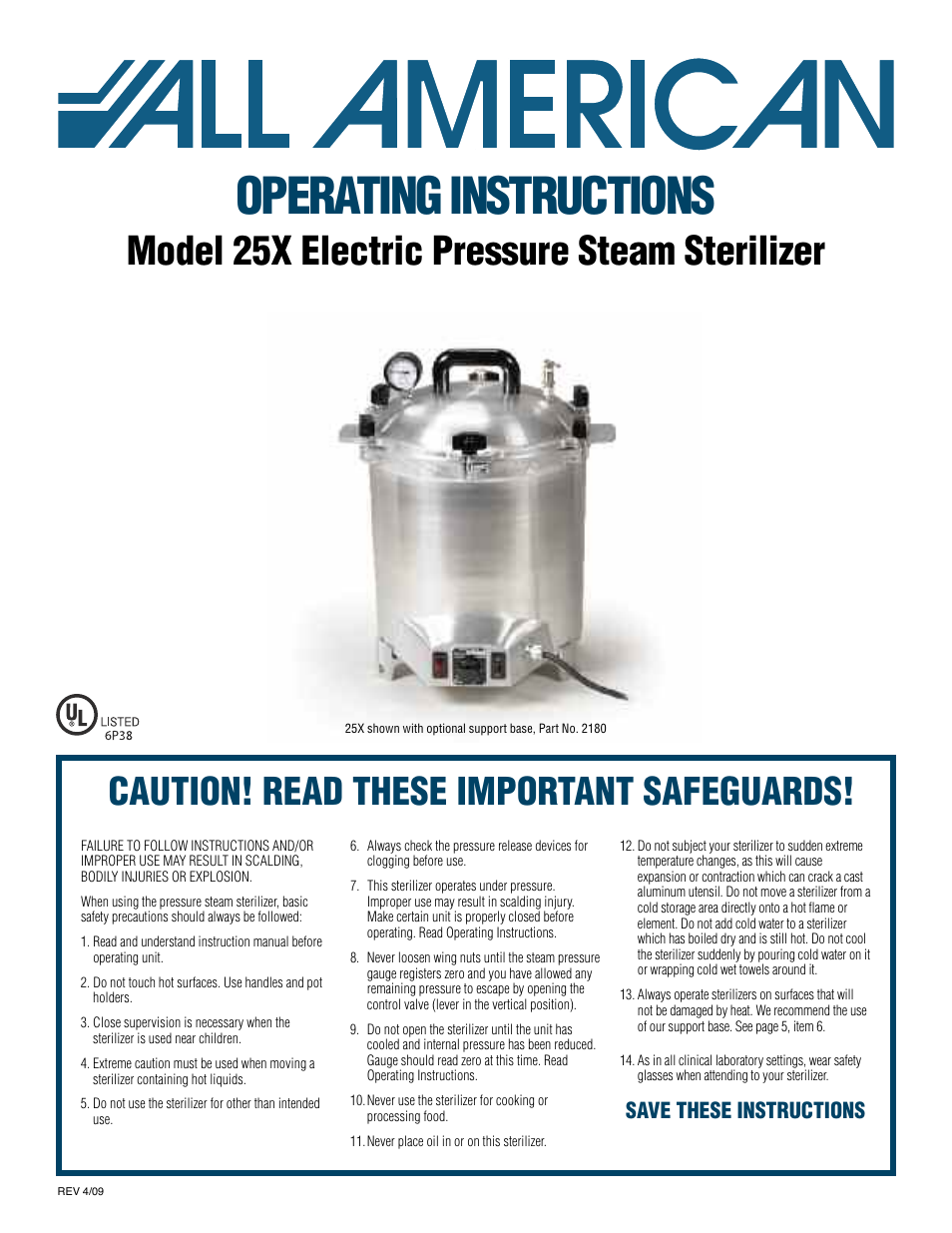 Carolina 25X Electric Pressure Steam Sterilizer User Manual | 24 pages