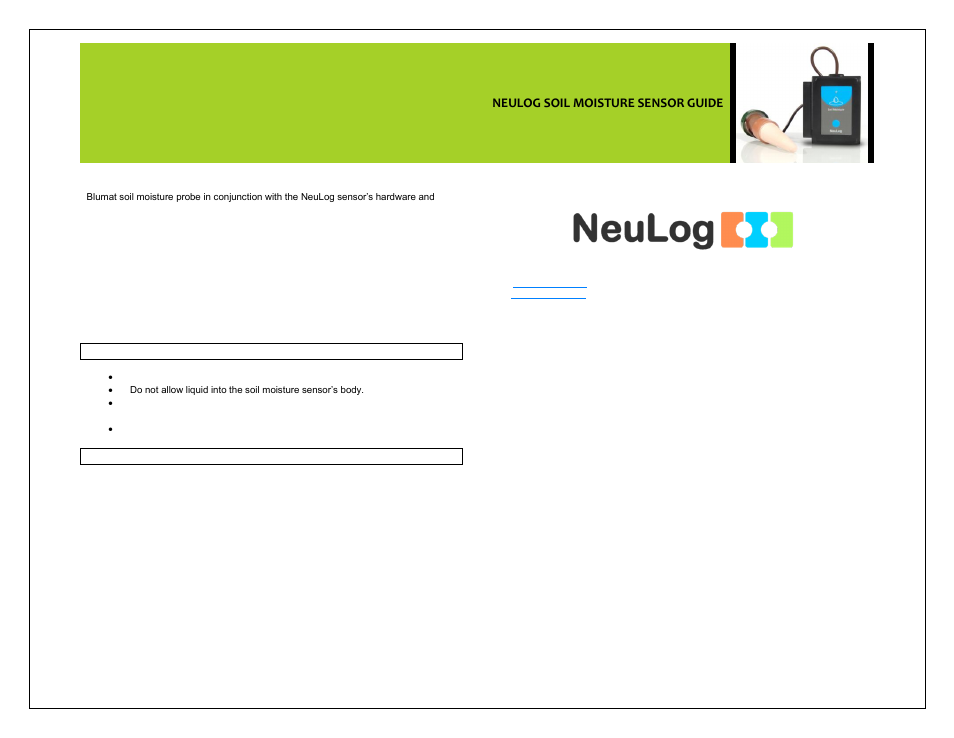 Neulog soil moisture sensor guide | Carolina NeuLog Soil Moisture User Manual | Page 4 / 4