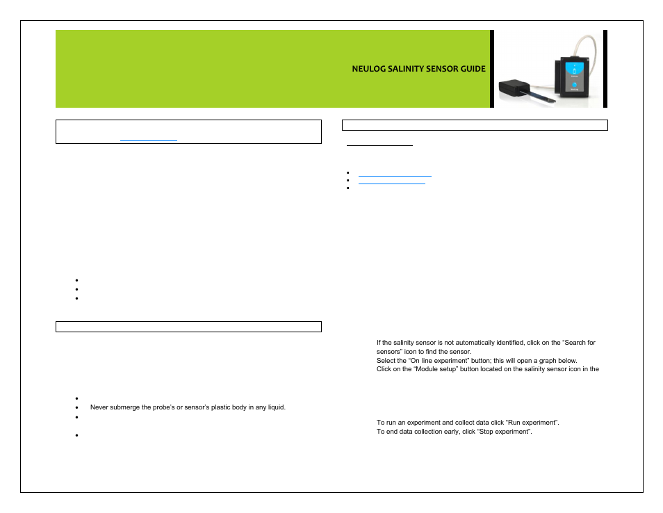 Carolina NeuLog Salinity User Manual | 4 pages