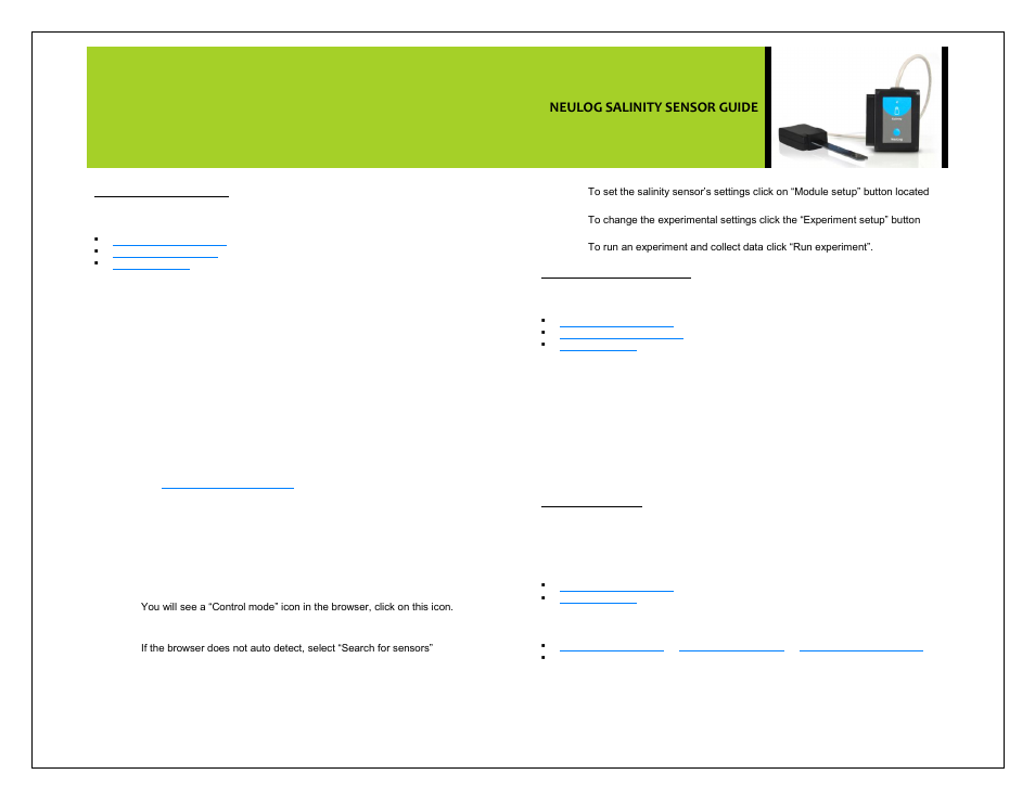 Neulog salinity sensor guide | Carolina NeuLog Salinity User Manual | Page 2 / 4