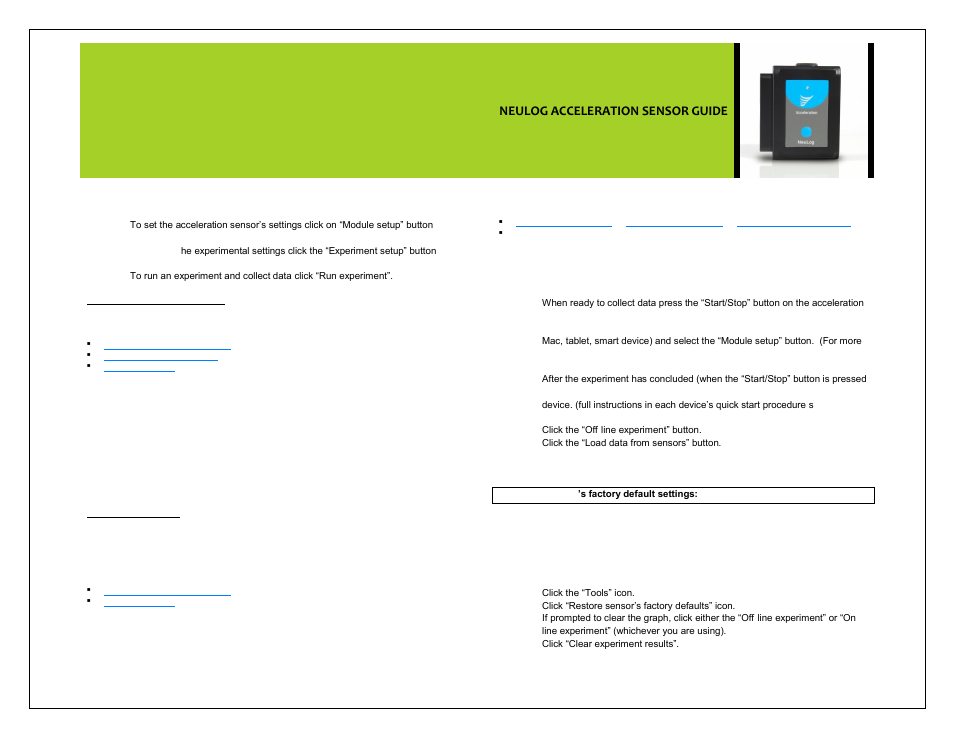 Neulog acceleration sensor guide | Carolina NeuLog Acceleration User Manual | Page 3 / 5