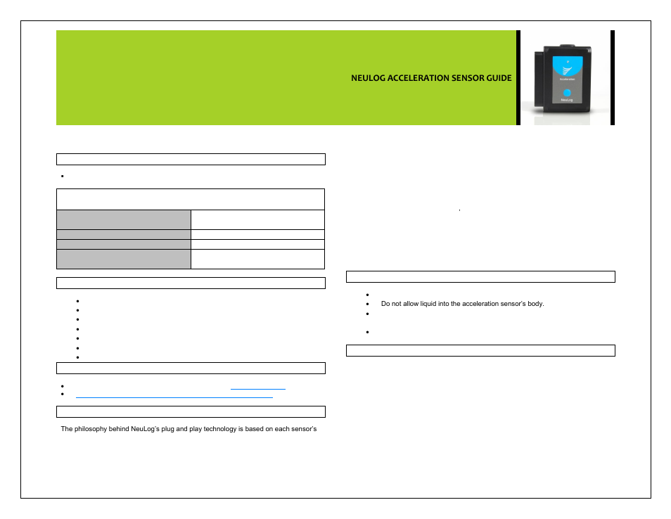 Neulog acceleration sensor guide | Carolina NeuLog Acceleration User Manual | Page 4 / 5