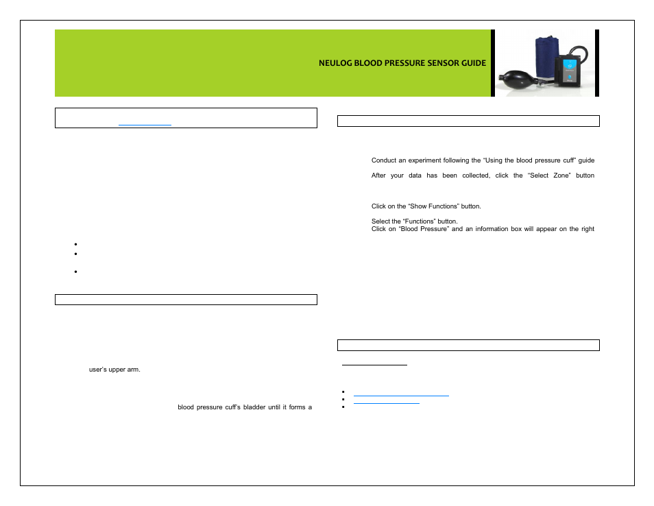 Carolina NeuLog Blood Pressure User Manual | 4 pages