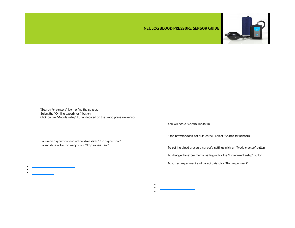 Neulog blood pressure sensor guide | Carolina NeuLog Blood Pressure User Manual | Page 2 / 4