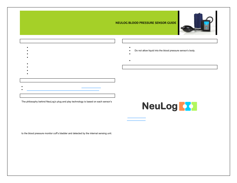 Neulog blood pressure sensor guide | Carolina NeuLog Blood Pressure User Manual | Page 4 / 4