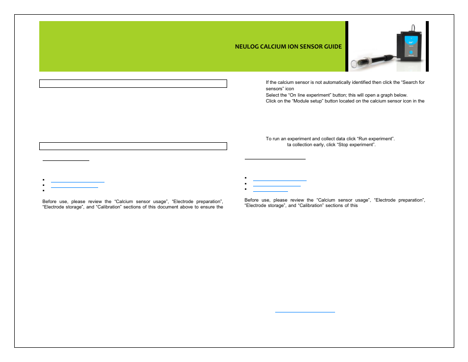 Neulog calcium ion sensor guide | Carolina NeuLog Calcium Ion-Selective User Manual | Page 2 / 5