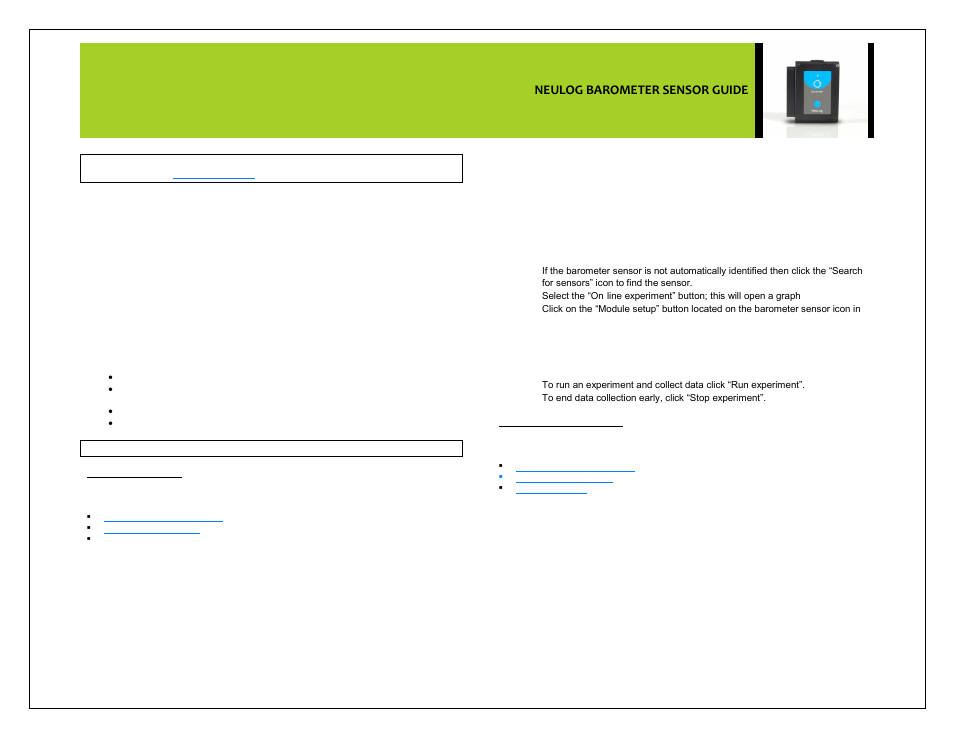 Carolina NeuLog Barometer User Manual | 4 pages