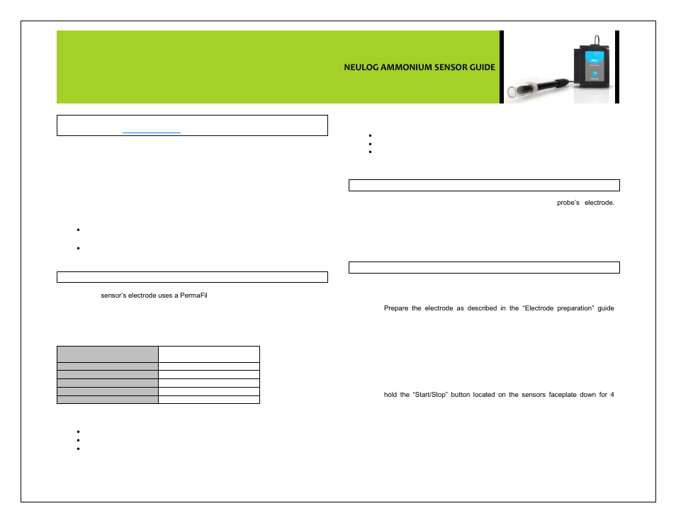 Carolina NeuLog Ammonium Ion-Selective User Manual | 5 pages