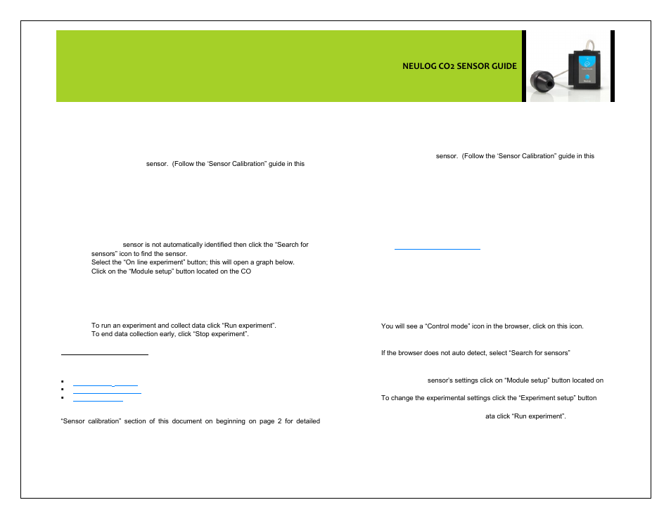 Neulog co2 sensor guide | Carolina NeuLog CO2 User Manual | Page 2 / 4