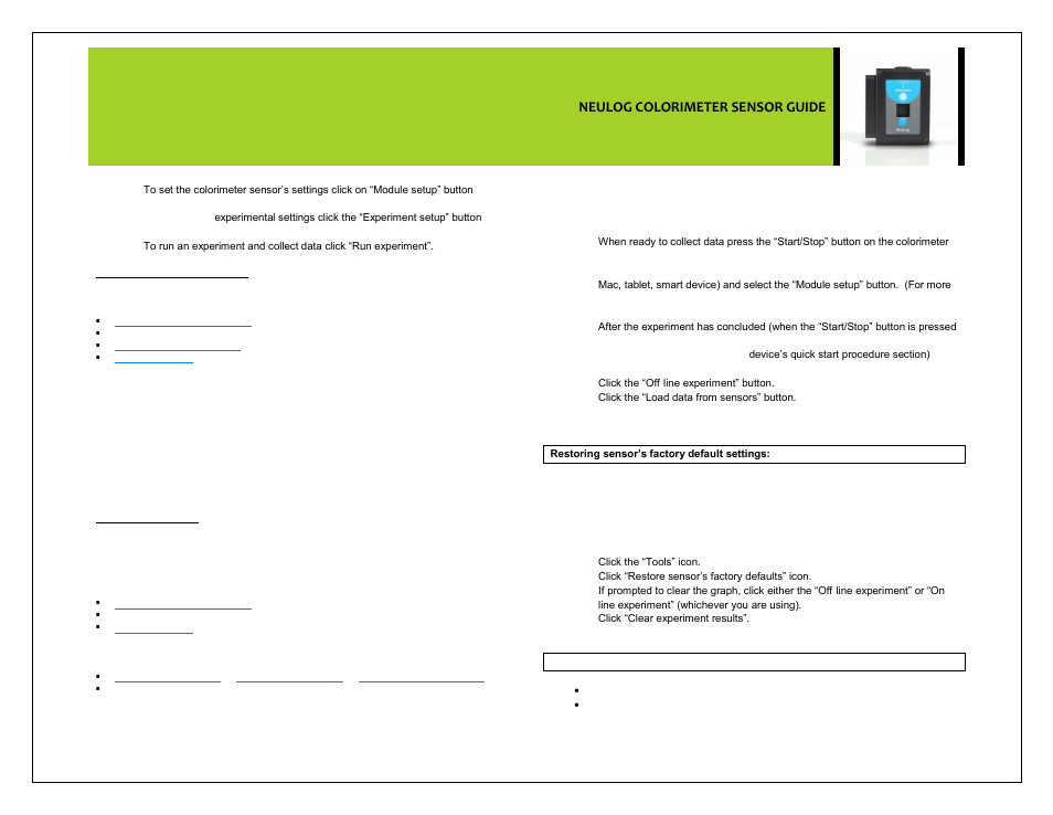 Neulog colorimeter sensor guide | Carolina NeuLog Colorimeter User Manual | Page 3 / 5