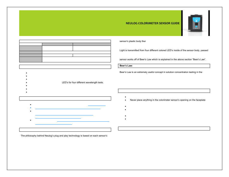 Neulog colorimeter sensor guide | Carolina NeuLog Colorimeter User Manual | Page 4 / 5