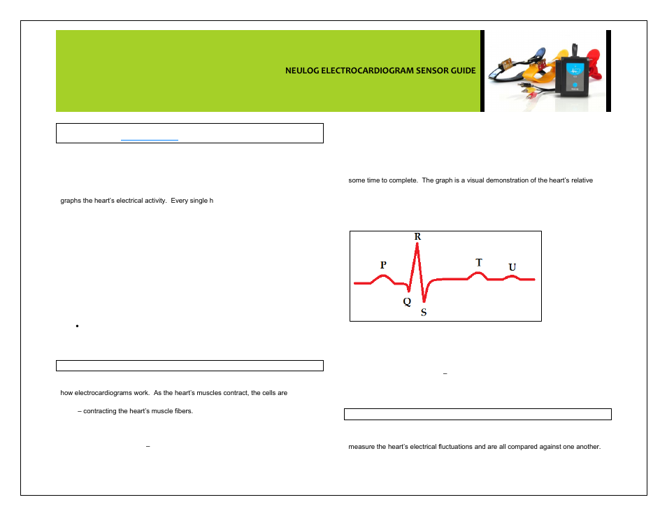 Carolina NeuLog Electrocardiogram (ECG) User Manual | 5 pages